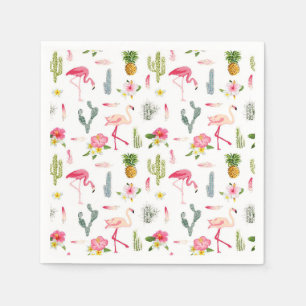 Servilleta De Papel Flamingo Cactus Piña Hibiscus Pattern