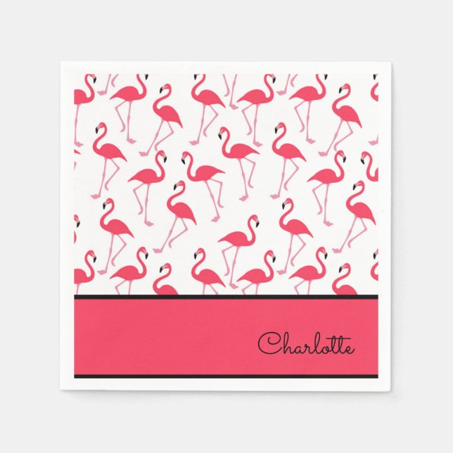 Servilleta De Papel Flamingo con nombre (Anverso)