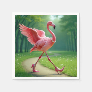 Servilleta De Papel Flamingo con tacones altos y perlas