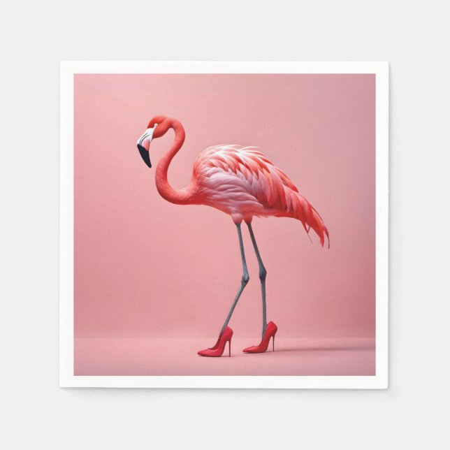 Servilleta De Papel Flamingo Con Tos Rojos Altos (Anverso)
