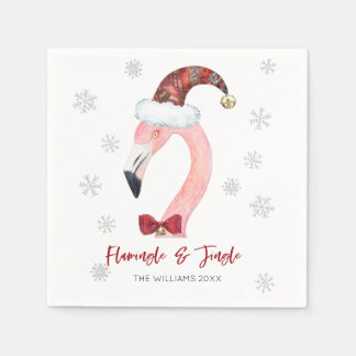 Servilleta De Papel Flamingo & Jingle Typography Santa Hat Holiday
