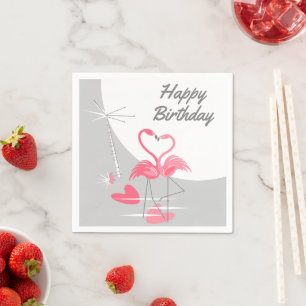 Servilleta De Papel Flamingo Love Moon Birthday paper napkins