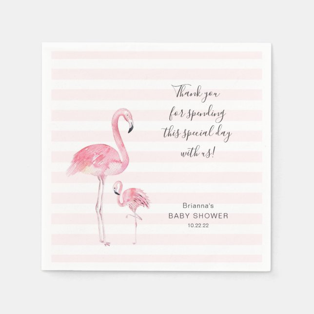 Servilleta De Papel Flamingo madre e hija bebé ducha pañales (Anverso)