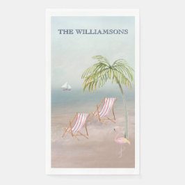 Servilleta De Papel Flamingo Palmeras Personalizadas Ocean Beach