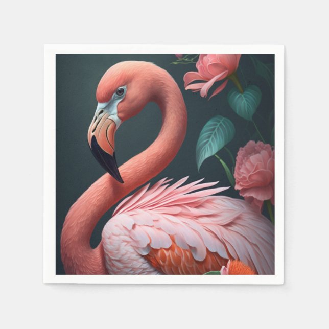 Servilleta De Papel Flamingo rosa. (Anverso)