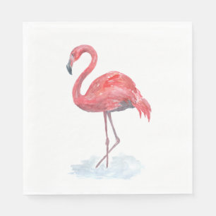 Servilleta De Papel Flamingo rosa, acuarela.