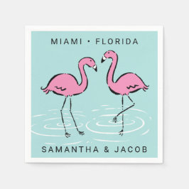 Servilleta De Papel Flamingo rosa Añadir nombres y ubicación