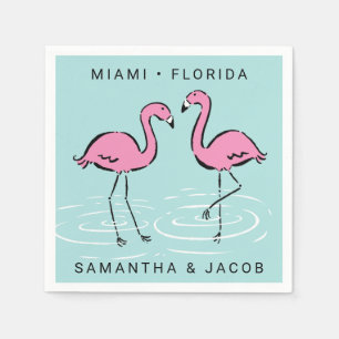 Servilleta De Papel Flamingo rosa Añadir nombres y ubicación