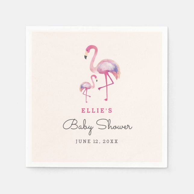 Servilleta De Papel Flamingo rosa Baby Shower Napkin (Anverso)