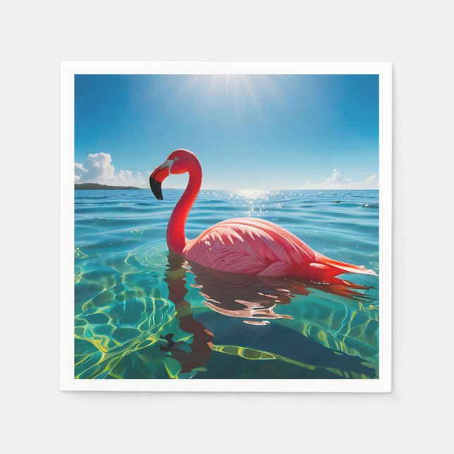 Servilleta De Papel Flamingo Rosa Bajo El Cielo (Anverso)