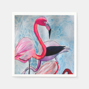 Servilleta De Papel Flamingo rosa colorido arte acuático