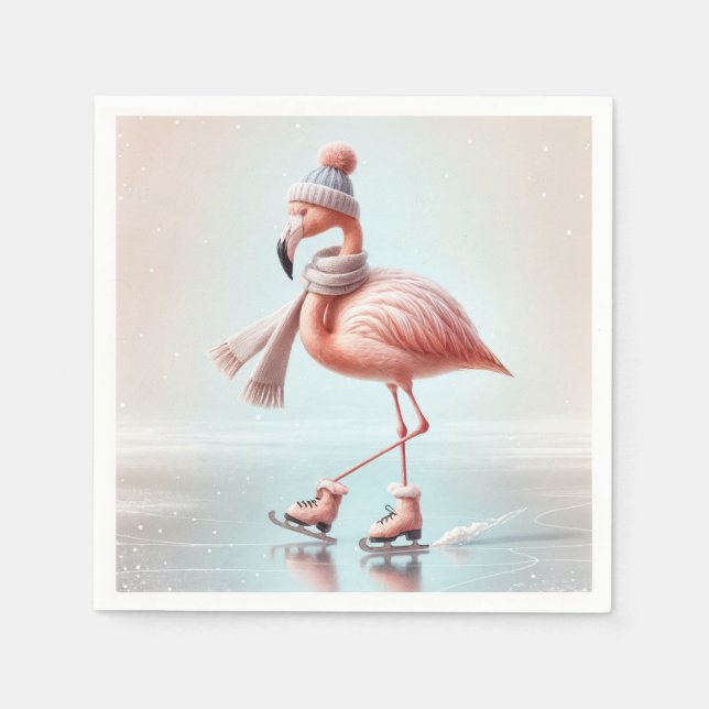 Servilleta De Papel Flamingo rosa de patinaje sobre hielo (Anverso)