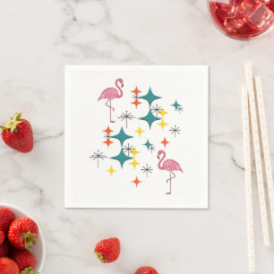 Servilleta De Papel Flamingo rosa del estreno atómico moderno de media