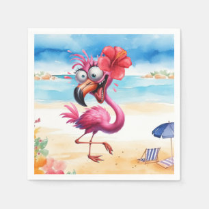 Servilleta De Papel Flamingo rosa en la playa
