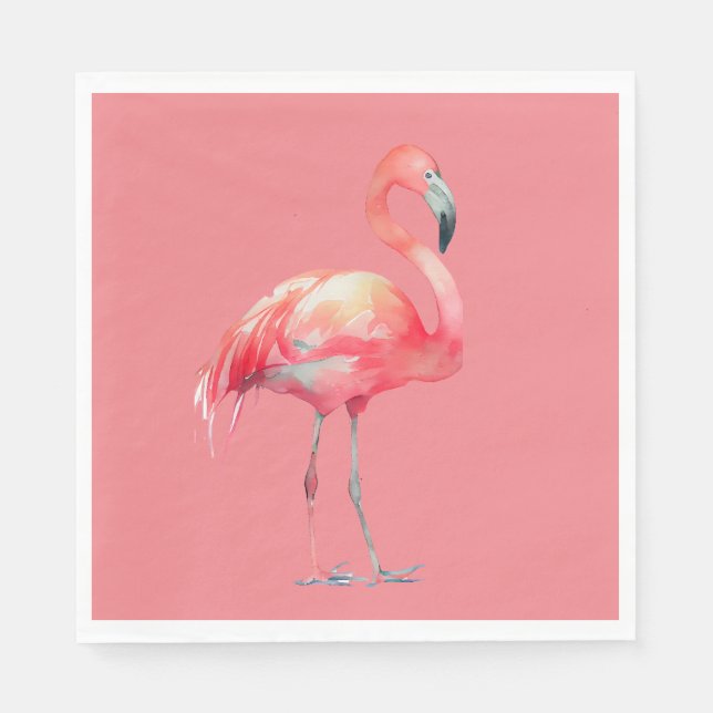 Servilleta De Papel Flamingo rosa en las servilletas de papel rosa (Anverso)