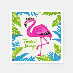 Servilleta De Papel Flamingo rosa Estacionamiento tropical en una pier
