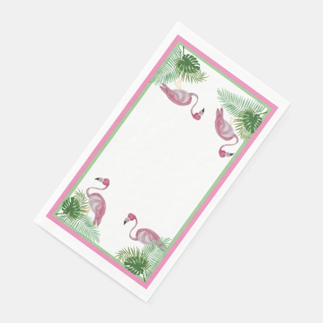 Servilleta De Papel Flamingo rosa Flamingos Monstera Palm (Esquina)