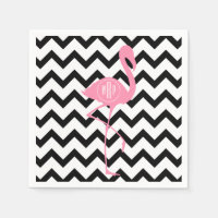 Flamingo rosa monogramado + Chevron negro