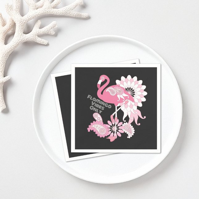 Servilleta De Papel Flamingo rosa negro moderno personalizado (Subido por el creador)