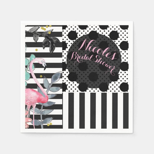 Servilleta De Papel Flamingo rosa verano Polka Dot Funky Fiesta (Anverso)