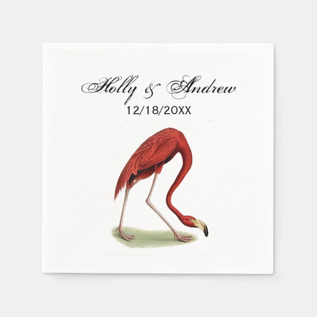 Servilleta De Papel Flamingo rosa vintage #1 (Anverso)