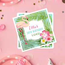 Flamingo Rosado Tropical 30 cumpleaños Luau