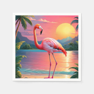 Servilleta De Papel Flamingo Sunset Tropical Beach