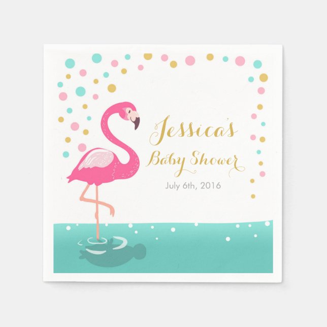 Servilleta De Papel Flamingo Tropical Baby Shower Paper Napkin Chica (Anverso)
