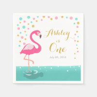 Flamingo Tropical Birthday Party Napkin Chica