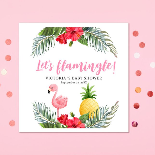 Servilleta De Papel Flamingo Tropical es un Baby Shower Chica (Subido por el creador)
