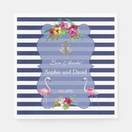 Servilleta De Papel Flamingo Tropical Floral Luau Navales Stripes Boda