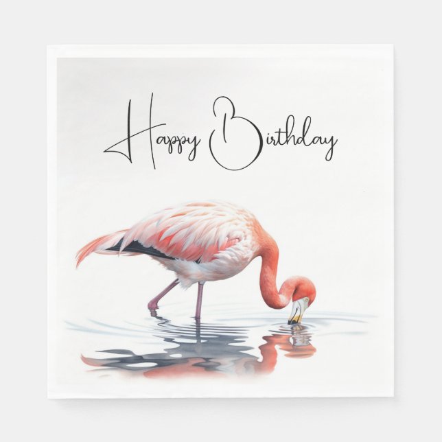 Servilleta De Papel Flamingo tropical para la fiesta de cumpleaños (Anverso)