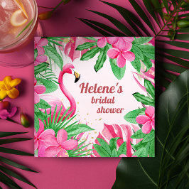 Servilleta De Papel Flamingo Tropical Pink Floral Bridal Shower