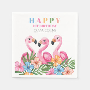 Servilleta De Papel Flamingo Tropical Summer Kids First First Birthday