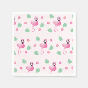 Servilleta De Papel Flamingo Tropical Y Flores Patrón Lámpara Rosa
