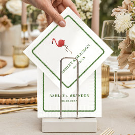 Servilleta De Papel Flamingo Tropics Beach Coastal Retro Wedding