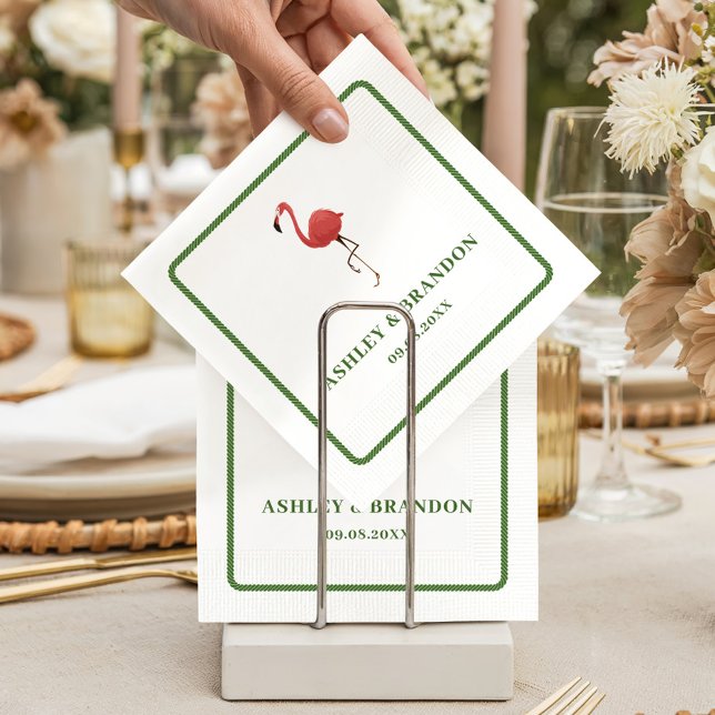 Servilleta De Papel Flamingo Tropics Beach Coastal Retro Wedding (Subido por el creador)