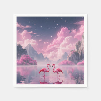 Servilleta De Papel Flamingos in einer Traumwelt