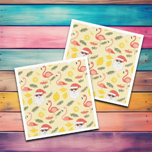 Servilleta De Papel Flamingos y Navidades de Santa en julio Fiesta