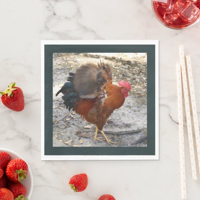 Servilleta De Papel Flapping Rooster Napkins (In situ)