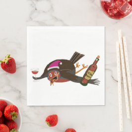 Servilleta De Papel Flat Out Christmas Robin on paper napkins