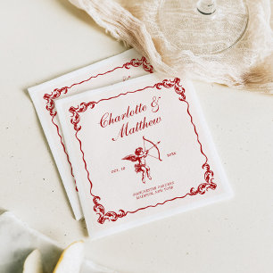 Servilleta De Papel Flecha de Cupido Roja Bodas Vintage