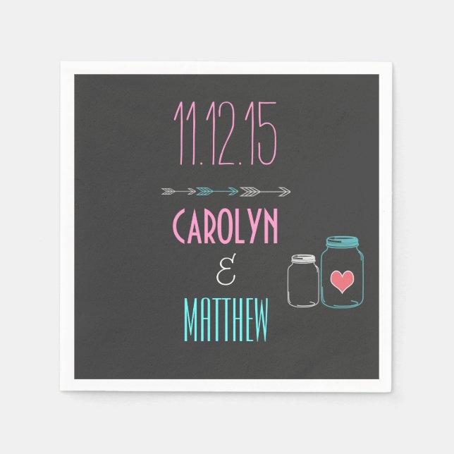 Servilleta De Papel Flechas modernas | Pantalones Boda Gris Masonjar (Anverso)