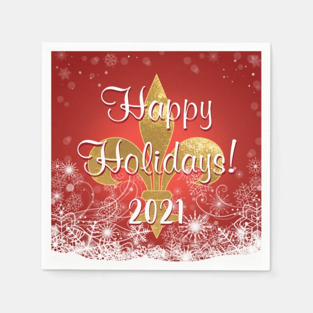 Servilleta De Papel Fleur de copos de nieve de vacaciones (Anverso)