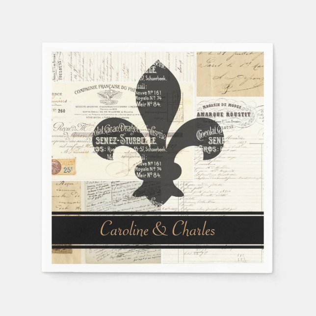 Servilleta De Papel Fleur de Lis Vintage Bodas (Anverso)