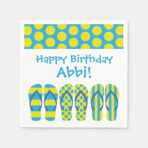 Servilleta De Papel Flip Flops amarillos y azules Fiesta personalizado