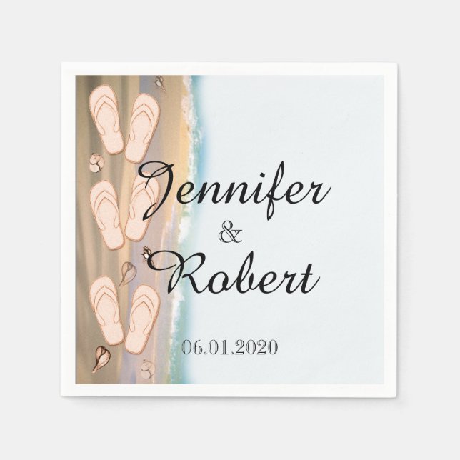 Servilleta De Papel Flip Flops on the Beach Wedding (Anverso)