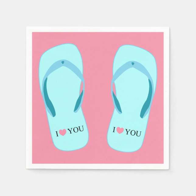 Servilleta De Papel Flip Flops turquesa Papel rosa Napoleón (Anverso)