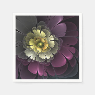 Servilleta De Papel Flor abstracta moderna purpura gris khaki