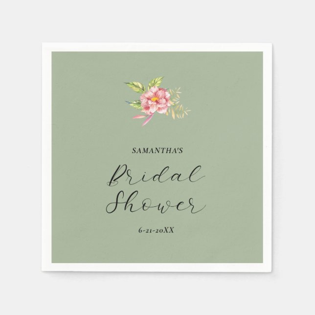 Servilleta De Papel Flor acuática rosa | Bridal Shower (Anverso)